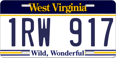 WV license plate 1RW917