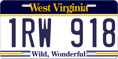 WV license plate 1RW918