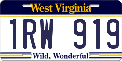 WV license plate 1RW919