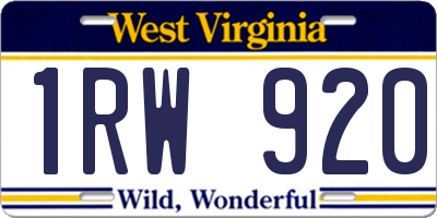 WV license plate 1RW920