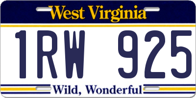 WV license plate 1RW925