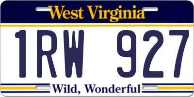 WV license plate 1RW927