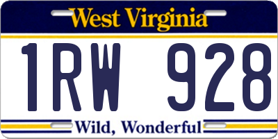 WV license plate 1RW928