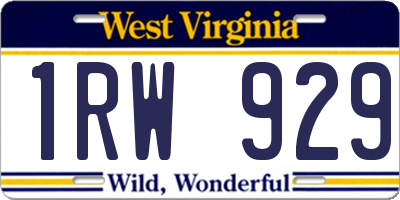 WV license plate 1RW929