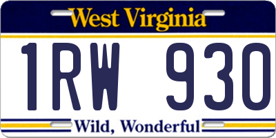 WV license plate 1RW930