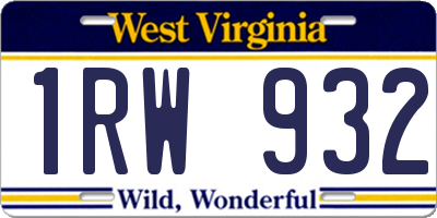 WV license plate 1RW932