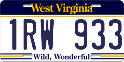 WV license plate 1RW933