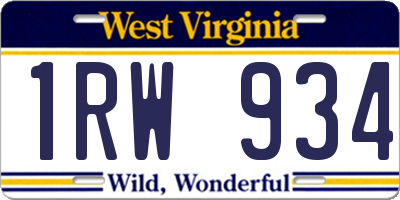 WV license plate 1RW934