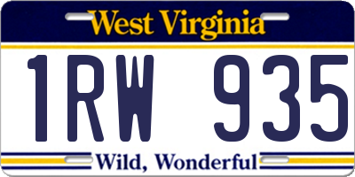 WV license plate 1RW935