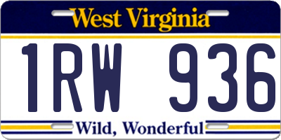 WV license plate 1RW936