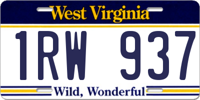 WV license plate 1RW937