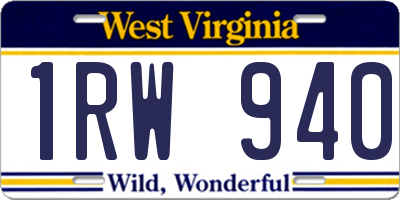 WV license plate 1RW940