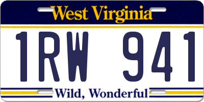 WV license plate 1RW941