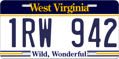 WV license plate 1RW942