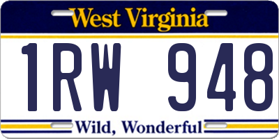 WV license plate 1RW948