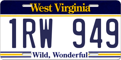 WV license plate 1RW949