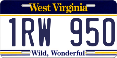 WV license plate 1RW950