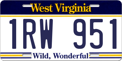 WV license plate 1RW951