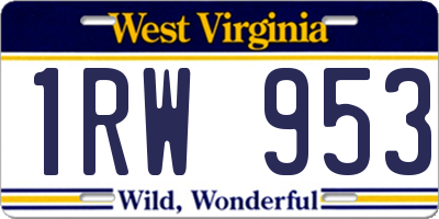 WV license plate 1RW953