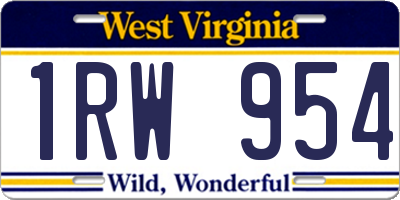 WV license plate 1RW954