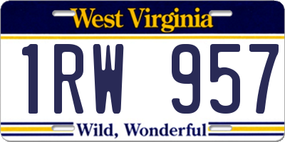 WV license plate 1RW957