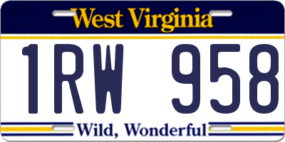 WV license plate 1RW958