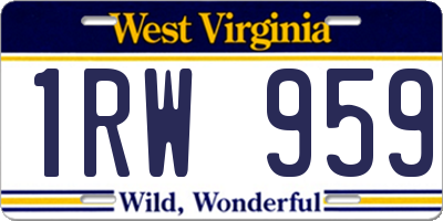 WV license plate 1RW959