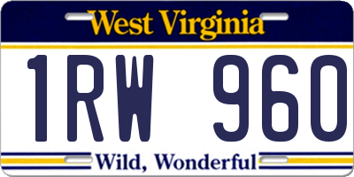 WV license plate 1RW960