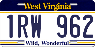 WV license plate 1RW962