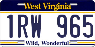 WV license plate 1RW965