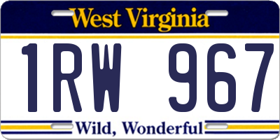 WV license plate 1RW967