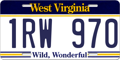 WV license plate 1RW970
