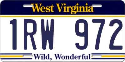 WV license plate 1RW972
