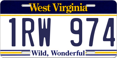 WV license plate 1RW974