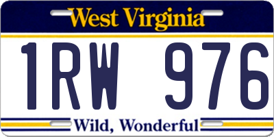 WV license plate 1RW976