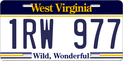 WV license plate 1RW977