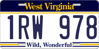 WV license plate 1RW978