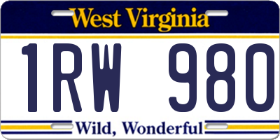 WV license plate 1RW980