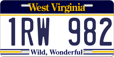 WV license plate 1RW982
