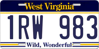 WV license plate 1RW983