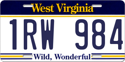 WV license plate 1RW984