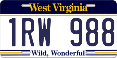 WV license plate 1RW988