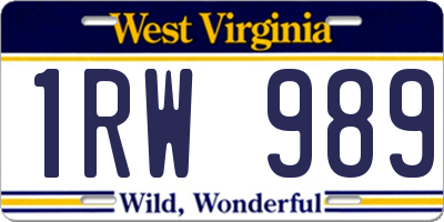WV license plate 1RW989