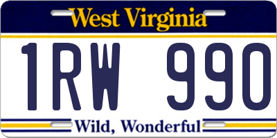 WV license plate 1RW990