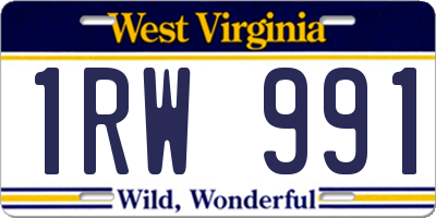 WV license plate 1RW991