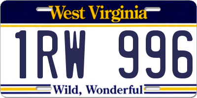 WV license plate 1RW996
