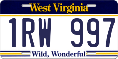 WV license plate 1RW997