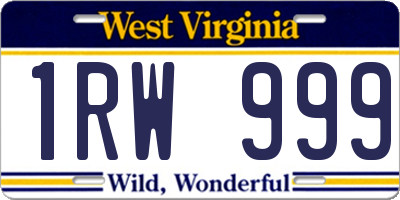 WV license plate 1RW999