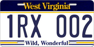 WV license plate 1RX002