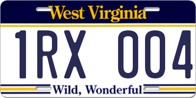 WV license plate 1RX004